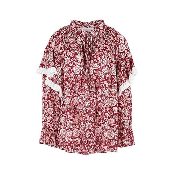 See by Chloé Red Printed Ruffle Blouse IT 34 / US XS – Elegant Designer Top - Picture 12 of 13